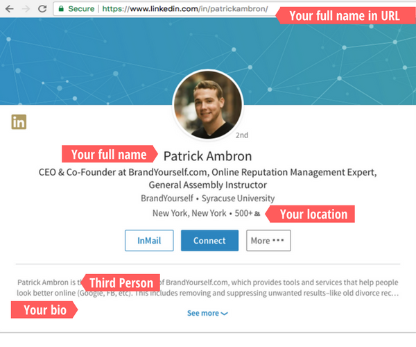 Linkedin, patrick ambron, profile optimization