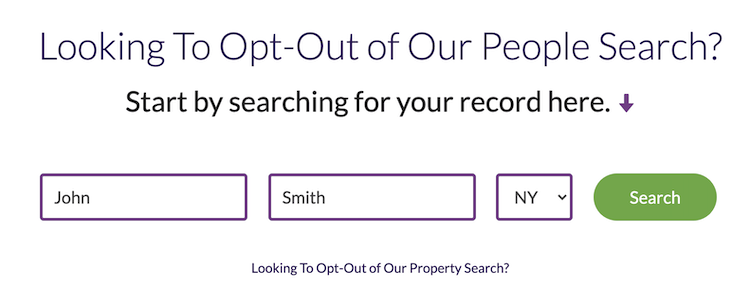 search field for peoplelooker opt out